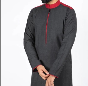 <b>Men's</b> Dark Gray <b>Thobe</b> Long Sleeve Stand Collar Breathable Modest Prayer Wear Floor Length All Seasons Middle East Style Solid - Product Image 1