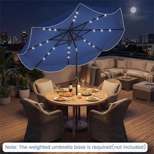 Ombrellone da esterno beige da 3 metri con luci solari a LED (24 LED) per patio e giardino - Product Image 2