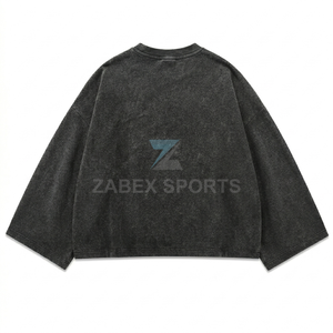 Fabricant OEM ODM au Pakistan, couleurs et logo personnalisés, t-shirt en tricot surdimensionné pour homme de haute qualité, style streetwear vintage, lavé, 100% coton - Product Image 2