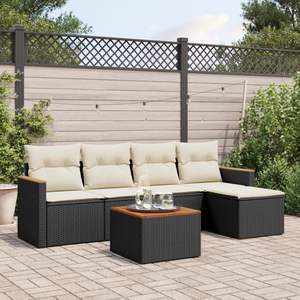 Ensemble de canapés de jardin modulaires en rotin PE noir, 6 pièces, meubles de jardin élégants et durables - Product Image 1