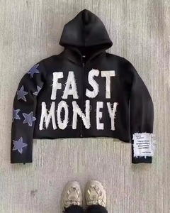Custom Manufacturer Heavyweight Boxy Fit Women's Distressed Embroidery Patch Hoodies <b>Cropped</b> Acid Wash Vintage Men <b>Zip</b> <b>up</b> Hoodie - Product Image 1