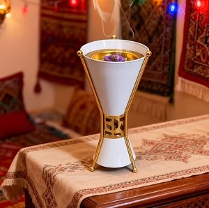 Luxury White Metal <b>Bakhoor</b> Burner Mabkhara Arabic <b>Oud</b> Incense Burner Home Fragrance Decor - Product Image 2