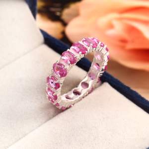 Anillo de Plata de Ley con Zafiro Rosa, Gema de Ceilán, Chapado en Oro de 14K, Joyería Hecha a Mano para Compromiso, Regalo - Product Image 1