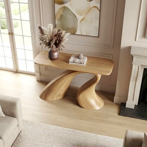 Custom Handcraft Sculptural Wooden <b>Console</b> <b>Table</b> Modern Entryway <b>Table</b> for Hotel and Commercial Interior Projects - Product Image 5