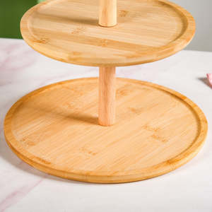 Soporte de madera de dos niveles para pasteles, ecológico, expositor de postres para fiestas, bodas, panaderías y cafeterías - Product Image 4