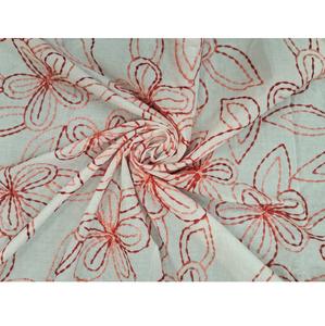 Indian Supplier Breathable Woven Lightweight Classic <b>White</b> Cotton Floral Outline Embroidered Fabric <b>for</b> <b>Girls</b> Summer Wear - Product Image 1