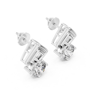 Elegant Square Design Daily Wear Jewelry Gift for Women Minimalist Princess Cut Moissanite <b>Stud</b> Earrings in 925 Silver Ring - Product Image 5