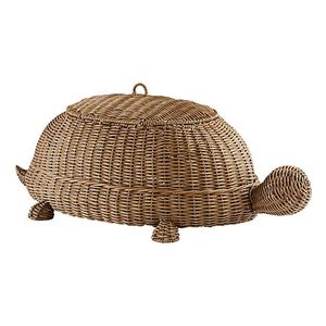 Modern Cute Handmade Rattan Turtle Storage <b>Basket</b> with Lid Natural <b>Woven</b> Toy Organizer for Kids Room Decoration and Home Storage - Product Image 2