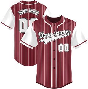 Camiseta de Béisbol a Rayas Estampada 100% Poliéster, Uniforme de Béisbol con Color Personalizado, Camiseta de Béisbol Personalizada - Product Image 1