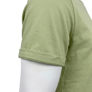 T-shirt à manches courtes pour homme, vert olive, col rond, coupe classique, tricoté, design uni, décontracté - Product Image 3