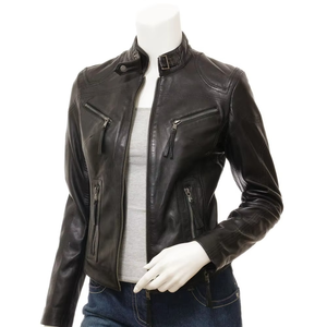 New Latest Arrivals Ladies Genuine Leather Waterproof <b>Filled</b> Thick Zipper Closure Cotton Lined <b>Jacket</b> Breathable Fashion - Product Image 4