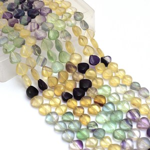 Fluorite 9mm-10mm Smooth Heart Briolette Beads Natural Multi Fluorite Semiprecious Gemstone Loose Fancy Beads for Jewelry Making - Product Image 1