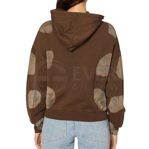 Sweat-shirt à capuche en molleton brun surdimensionné à manches régulières pour femme, vêtement décontracté d'hiver, 100% coton - Product Image 2