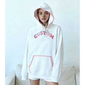 High Quality Sorority Bulk Wholesale Whip Stitch Hoodie Polka Dot Embroidery OEM Streetwear Hoodie - Product Image 2
