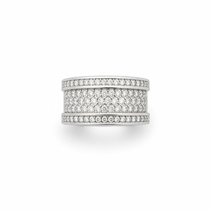 Anillo de Plata de Ley 925 para Mujer con Múltiples Hileras de Diamantes Pavé, Diseño Elegante de Banda de Alto Brillo, Joyería Fina para Bodas, Fiestas y Uso Diario, Regalo - Product Image 2