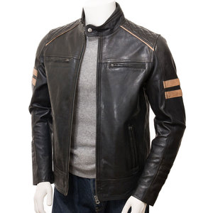 Veste en cuir zippée décontractée pour jeunes hommes, design de logo personnalisé OEM, veste en cuir simple pour hommes - Product Image 3