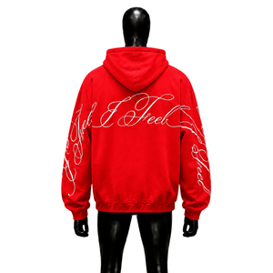Custom Breathable Red Oversized Zip Hoodie Heavyweight Fleece Premium Relaxed Fit Unisex Cotton Casual Solid Color Winter - Product Image 2
