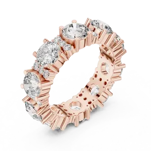 Bague éternelle triple rangée en or massif 18 carats avec diamants synthétiques ronds de 5,40 CTW, haute brillance, cadeau de mariage, bague unisexe - Product Image 6