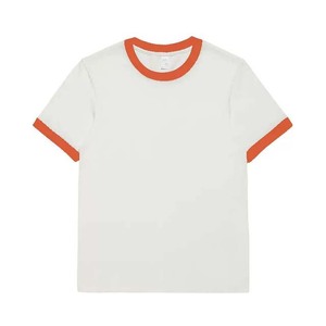 Camiseta Blanca de Manga Corta para Hombre con Ribete en Contraste Negro, Corte Regular, Algodón Jersey, Estilo Casual con Cuello Redondo - Product Image 5