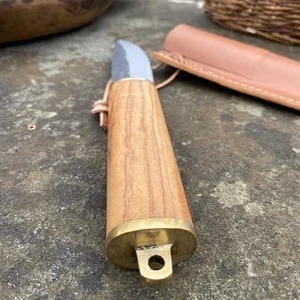 Couteau de brousse en acier carbone fait main avec manche en bois et étui en cuir |   Couteau médiéval - Product Image 2