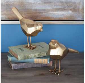 trending new Gold Plated Bird Sculptures Set Of 2 Handmade Contemporary Tabletop Decor Living Room Ornament - Product Image 5