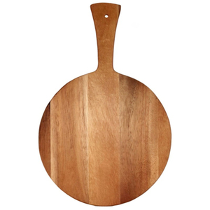 Tabla Redonda de Madera de Acacia Creativa para Pizza con Asa, Bandeja de Madera para Servir Queso y Pan, Tabla de Cortar para Cocina - ¡Venta Caliente! - Product Image 1