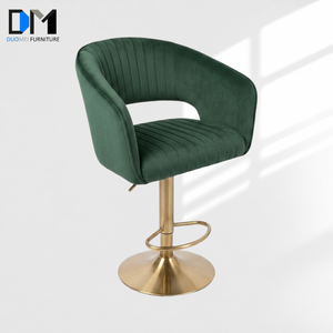 <span class=keywords><strong>Tabouret</strong></span> <span class=keywords><strong>de</strong></span> <span class=keywords><strong>bar</strong></span> pivotant réglable en hauteur DM en velours avec base chromée, chaise <span class=keywords><strong>de</strong></span> comptoir <span class=keywords><strong>de</strong></span> cuisine rembourrée à dossier tonneau pour la vente en gros - Product Image 1
