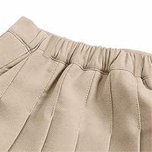 กระโปรงมินิสั้นทรงพลีทสีเบจคากีเอวสูง มีกระเป๋าข้าง ทรงคลาสสิคสไตล์กระโปรงเทนนิส - Product Image 3