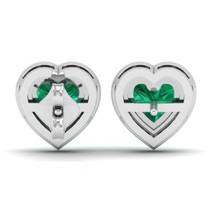 REYES Custom Made 14K Solid Gold Moissanite Screw <b>Back</b> Stud <b>Earrings</b> Exquisite Heart Shape 1.5 Carat Emerald Gemstone Jewelry - Product Image 4
