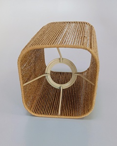 Meilleurs lustres suspendus, abat-jour en raphia de forme carrée avec douilles E27, couleur beige, structure en fil de fer, idéal pour les chambres d'hôtel - Product Image 5