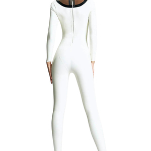 Mono blanco de manga larga con cintura alta y diseño hueco, sexy, para discoteca, ajustado, largo, para mujer - Product Image 2