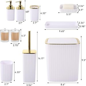 Set di Spazzole per WC in Plastica, Porta Lozione in Stile Nordico, Set da <span class=keywords><strong>Bagno</strong></span> per Hotel, Accessori <span class=keywords><strong>Bagno</strong></span> di Lusso, Set da 10 Pezzi - Product Image 6