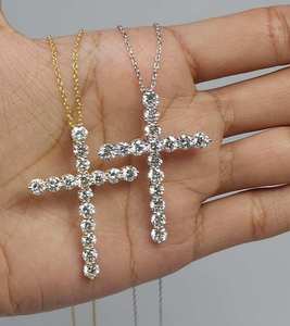 4MM Round Moissanite Cross Pendant 925 Sterling <b>Silver</b> Teardrop Gold Plated Fine Jewelry Pendant <b>Charm</b> Gift for Necklace - Product Image 5