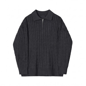<b>Men's</b> Wool Cable Knit Cardigan Full Sleeve Solid Color Turn-down Collar Winter <b>Sweater</b> Anti-Pilling Thick Material - Product Image 1