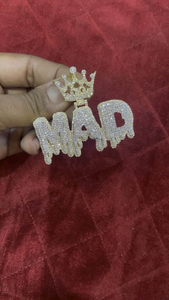 Pendentif Couronne Moissanite Personnalisé Lettre Gravée Iced Out Hip Hop Luxe Collier Statement Bijoux Pour Hommes Femmes - Product Image 3