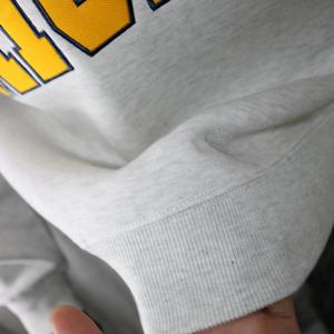 MICHIGAN ASH GREY <b>Mock</b> <b>Neck</b> Sweatshirt 100% Cotton YELLOW Applique Embroidery wide <b>neck</b> Sweatshirt Finer Threads - Product Image 4