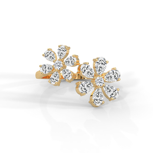 18K Gold Floral Pear Cut Lab Grown Diamond <b>Stud</b> <b>Earrings</b> for Women Luxury Jewelry Gift - Product Image 1