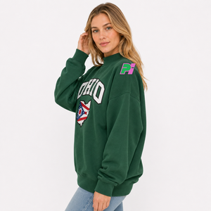 Sudadera OHIO para Mujer, Cuello Alto, Color Marrón, 100% Algodón, Estilo Urbano, Ecológica, Talla Grande, con Aplicaciones Personalizadas - Product Image 2