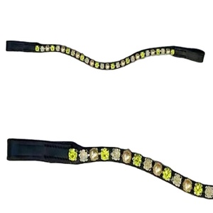 Banda para la frente de brida de cuero de cristal transparente de varios colores Cristal grande en todos los tamaños personalizados y cuero genuino negro y marrón - Product Image 1
