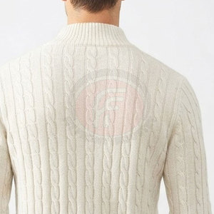 เสื้อสเวตเตอร์แขนยาวผู้ชายแบบซิป ¼  ผ้าคอตตอน 100%  ถักแบบริบ  เนื้อผ้านุ่ม อุ่นสบาย  ใส่ได้ทุกวัน  ทรงปกติ  ระบายอากาศได้ดี เหมาะสำหรับฤดูหนาว - Product Image 3