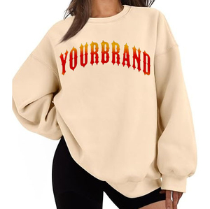 Sweat-shirt pull-over en molleton et coton brodé, lavé, écologique, pour femme, collection hiver/printemps, personnalisable (couleurs et tailles) - Vente en gros - Product Image 1