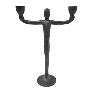 เชิงเทียนเหล็กทรงสี่เหลี่ยมผิวด้านตกแต่งบ้านดีไซน์สามแขน - Product Image 3