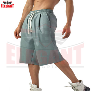 2026 Elastic <b>Waist</b> Drawstring Knee Length Relaxed Fit Fashion Shorts OEM ODM Private Label Custom <b>Men</b>’s Casual Leather Shorts - Product Image 3