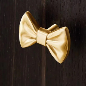<b>Gold</b> Bow Brass <b>Knobs</b> French Creative Handles for Kids <b>Cabinet</b> & Wardrobe Metal <b>Knobs</b> - Product Image 1