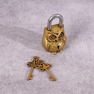 Owl Design Golden Functional Brass Lock with 2 Keys Handcrafted Decorative <b>Padlock</b> Vintage Security Lock for Home Gift - Product Image 5