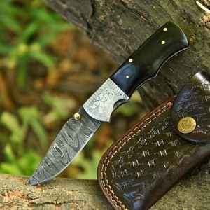 Cuchillo Plegable de Damasco Hecho a Mano Profesional de Alta Calidad con Funda de Bolsillo Personalizable, Soporte OEM y Mango de Madera – Cuchillo Utilitario - Product Image 6