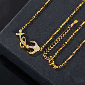 Collier unisexe en acier inoxydable plaqué argent avec pendentif ancre et moissanite, thème classique, idéal pour les fêtes hip-hop, cadeau charmant - Product Image 3