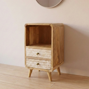 Modern Wooden Nightstand with Storage – Solid Wood Bedside Cabinet with Shelf Wooden Bed <b>Side</b> <b>Tables</b> with <b>Drawers</b> - Product Image 4