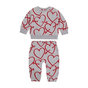 Ensembles de vêtements pour bébé en coton biologique à manches longues imprimés, ensembles de survêtements deux pièces en molleton French Terry pour bébé - Product Image 1