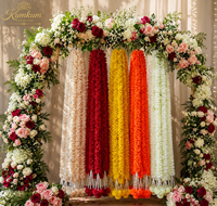 Handgemaakte Indiase ecologische kunstmatige jasmijnkrans, 3,5 voet, herbruikbaar voor bruiloften, Mehndi, Mandap, Pooja, Diwali, festivals en thuisdecoratie